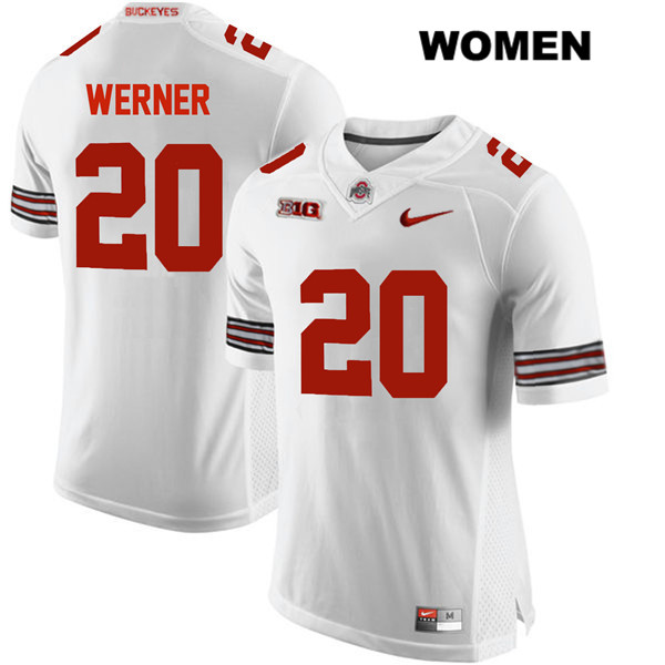 Ohio State Buckeyes Women's Pete Werner #20 White Authentic Nike College NCAA Stitched Football Jersey DS19F50WD